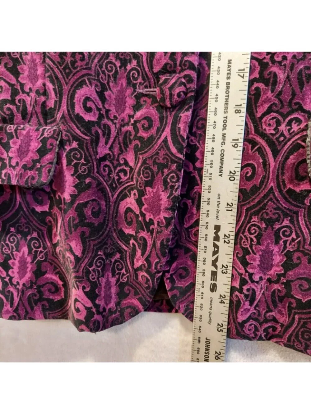 VTG Karen Scott Velvet Cotton Blazer Black Purple filigree Women 14 Career Retro